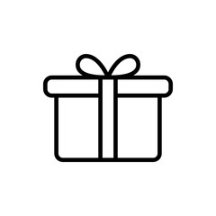Vector image of a flat, isolated, linear box icon with a bow. Design a flat gift icons