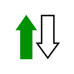 Vector image of a flat icon with arrows of black and green in opposite directions. Design icons for transferring, updating, downloading data