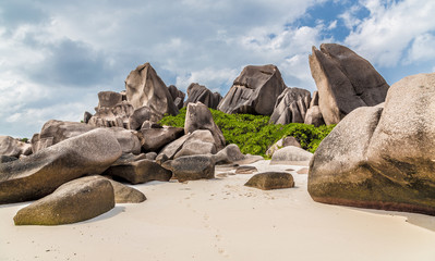 Fototapeta na wymiar Anse Marron Strand auf La Digue Seychellen