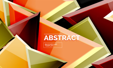 Glossy mosaic style geometric shapes - squares and triangles on black