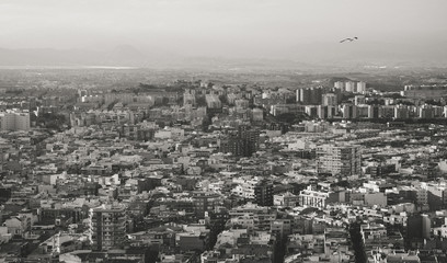 View of the city from the highest point in Spain, the city of Alicante.