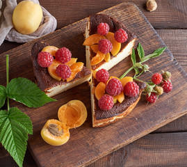 pie with raspberries and apricots