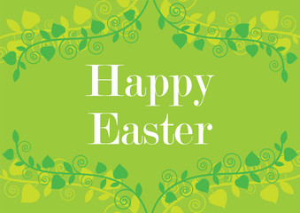 Happy Easter Floral green background vector. Inscription Happy Easter. Happy Easter sign on a green background
