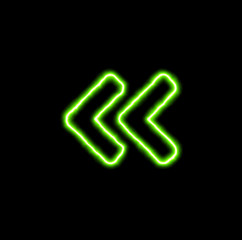 green neon symbol Angle double left