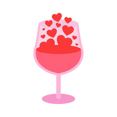 Glass of hearts. A glass of love. The symbol of Valentine's Day and love. Hearts. Vector illustration. EPS 10.