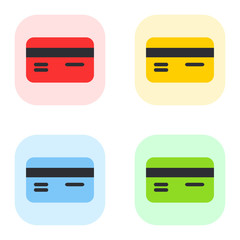 Credit cards. Logo, icon card. Bank credit cards. Multicolored bank cards. Vector illustration. EPS 10.