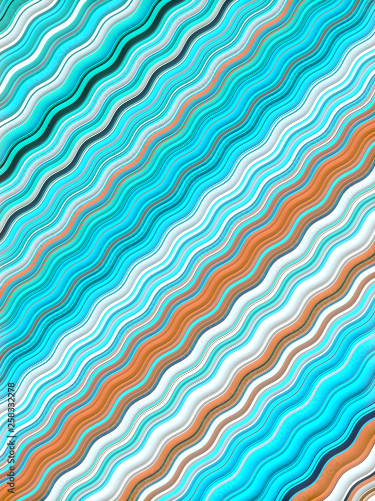 Aufkleber Colored Wavy Background. Dynamic Effect. Design Template. Modern Pattern. 3d rendering