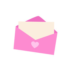 Love letter. Valentine's Day Envelope. Pink envelope. Vector illustration. EPS 10.