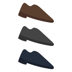 Men's shoe classic gray, brown and dark blue shoe. White background. Vector illustration. EPS 10.