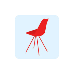 The chair. Logo of chair. Icon of chair. The chair is red in color. Furniture. White background. Vector illustration. EPS 10.
