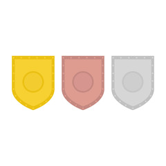 Military shields. The shield is golden, silver and bronze. Vector illusion. EPS 10.
