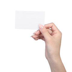 Fototapeta premium Empty sheet of paper in female hand
