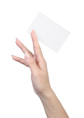 Fototapeta premium Empty sheet of paper in female hand