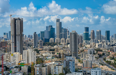 Fototapeta na wymiar Cityscape of Tel Aviv skyscrapers, Israel