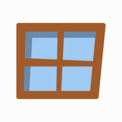 Wooden window. Room window. White background. Vector illustration. EPS 10.