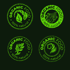 Vector green design element for organic natural logos. Organic logotype. Organic food sign for package design