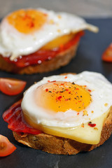 Fried egg on toasts