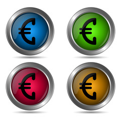 Euro icon. Set of round color icons.