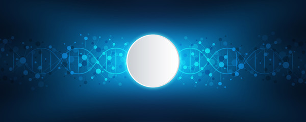 DNA strand and molecular structure. Genetic engineering or laboratory research. Background texture for medical or scientific and technological design.