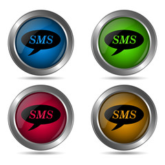 SMS icon. Set of round color icons.