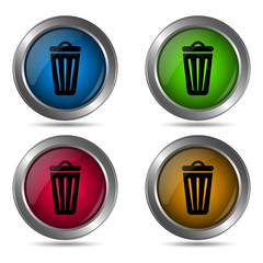 Trash can icon. Set of round color icons.