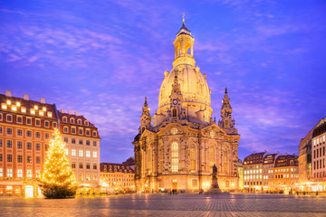 Church of our lady at dusk, Dresden, Germany.