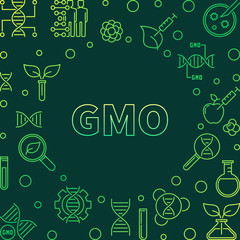 Fototapeta na wymiar GMO vector colorful concept illustration in outline style on dark background