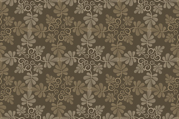 Botanical coffee vector seamless pattern. 