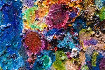 Color fragments stained on paper from art