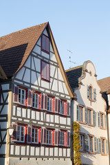 Fototapeta na wymiar Traditional half-timbered houses located in the historic center of Schiltach, Black Forest, Baden-Wurtemberg, Germany, Europe
