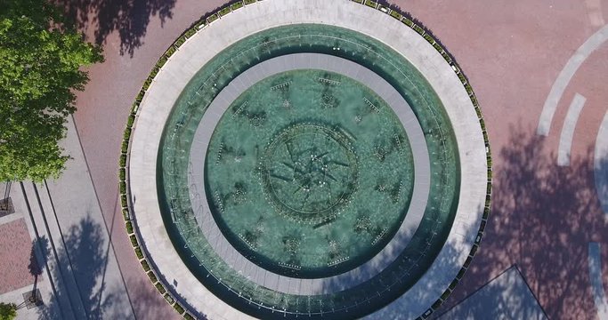 Varna Bulgaria City Center Dron Footage Fountain Sunny Day in East Europe 