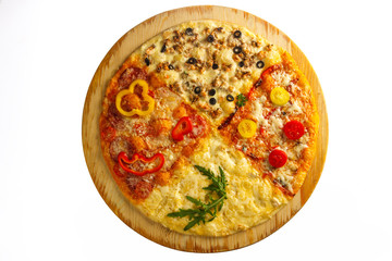 pizza with cheese sausage with vegetable