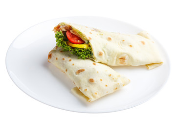 pancake with meat and vegetables