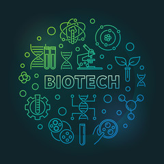 Vector Biotech colorful round outline illustration on dark background