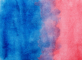 Abstract blue-red watercolor splashing, Abstract illustration on a white background