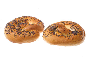 pretzel bun with poppy seeds
