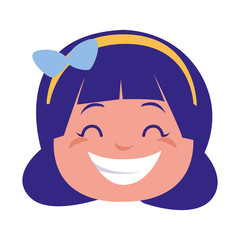 happy little girl head character