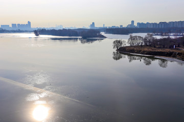 a wonderful sunny day of the beginning of April.  Ice on Moscow River