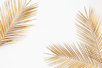 Fototapety  Gold painted date palm branches on white background