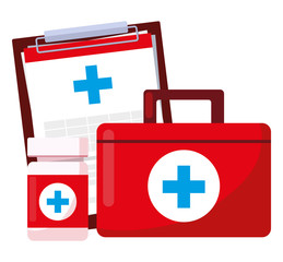 Obraz premium medical order checklist and medicine icons