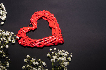 pearl necklace on red background