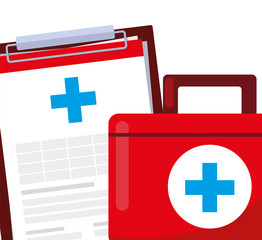 Obraz premium medical order checklist and medicine icons