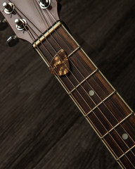 close up of a guitar