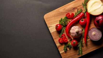 Vegetables on a dark background
