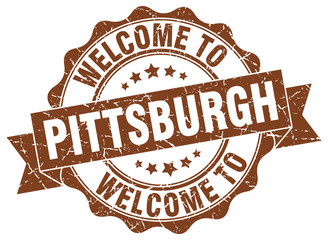 Obraz premium Pittsburgh round ribbon seal