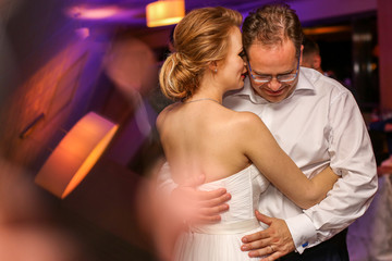 Bride and groom dancing the first dance at their wedding day