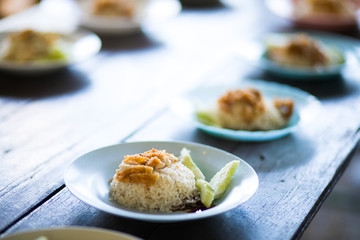 Hainanese chicken rice , Thai gourmet steamed chicken with rice