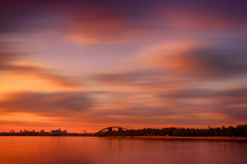 Obraz premium Sunset over Dnipro