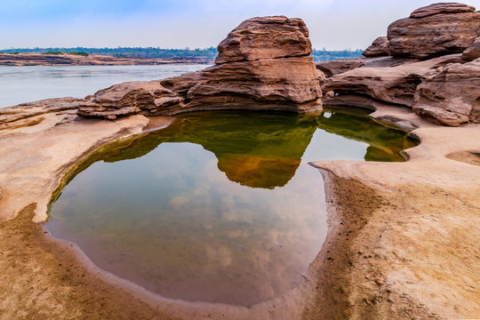 The Grand Canyon of Thailand is adjacent to the border of Laos, with the Mekong River dividing between the two countries. Named Sam Phan Bok, Ubon Ratchathani