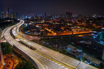 Fototapeta na wymiar Ampang Kuala Lumpur Elevated Highway AKLEH with City Skyline in Malaysia at night.